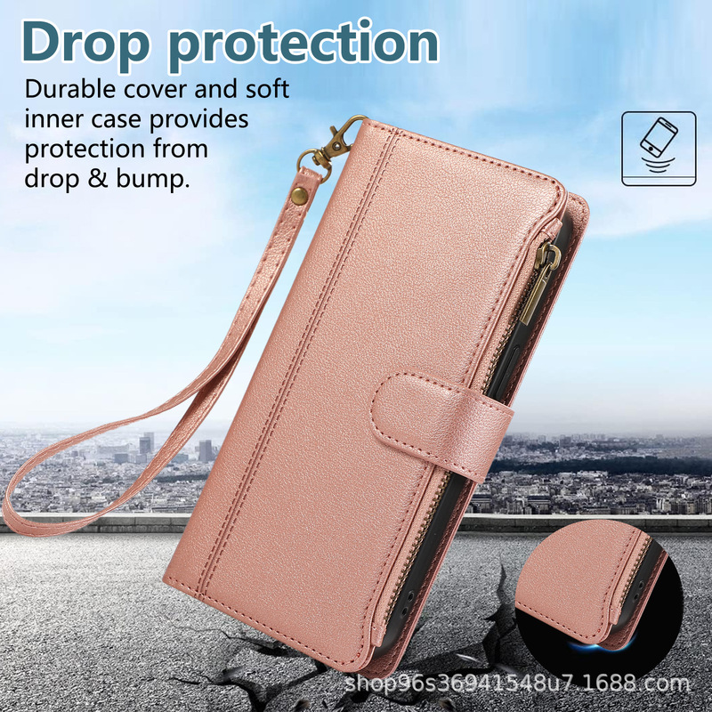 Zipper Multi-Card Embossed Crossbody Bag for Sharp Xperia 1 II Mobile Phone Leather Case Card Holder Pixel 9