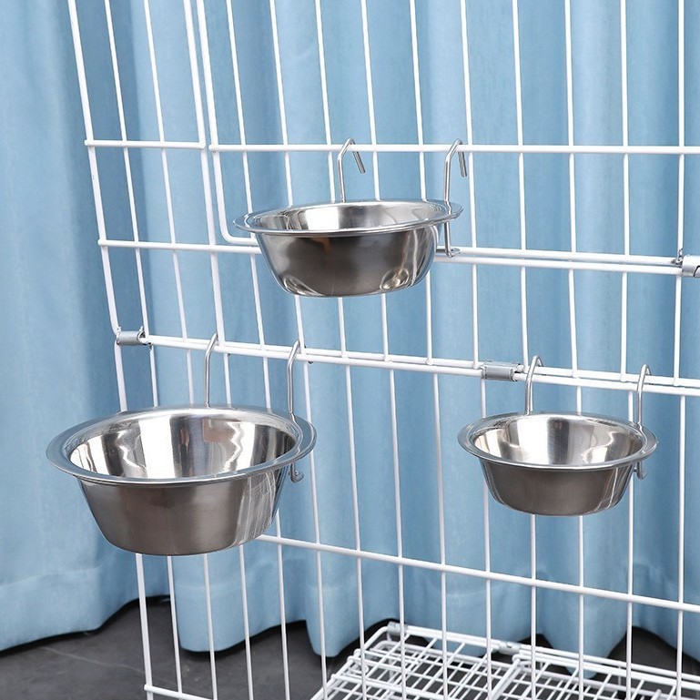Stainless steel pet hanging bowl hanging double bowl cat bowl…