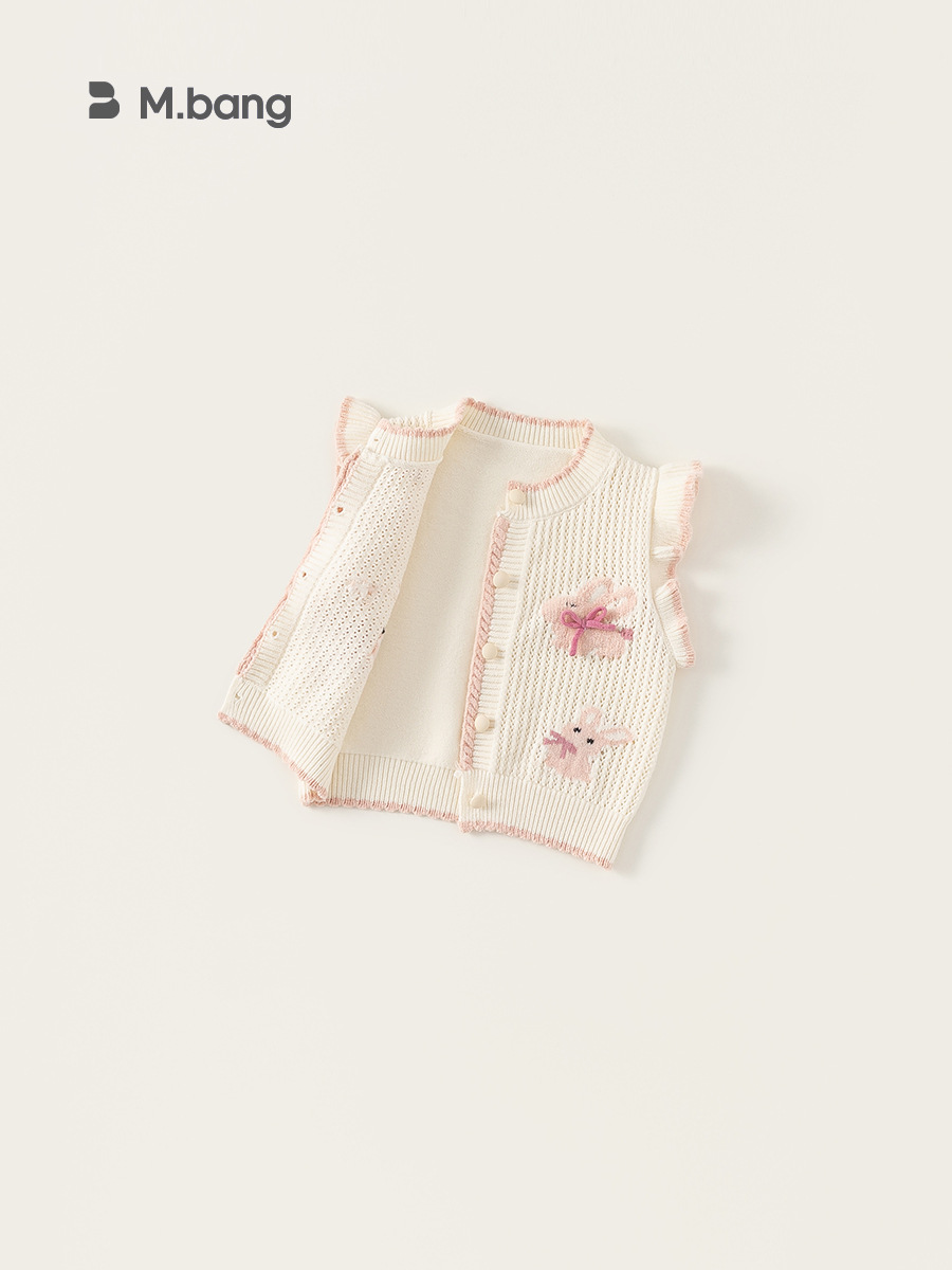 Youbao ropa para niños suéter de primavera para niñas suéter de manga voladora para niños chaleco de lazo de conejo dulce para niñas