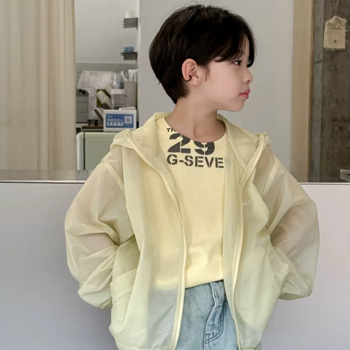 奶酪与喵男童防晒衣2025夏季儿童防紫外线透气防晒空调衫连帽外套