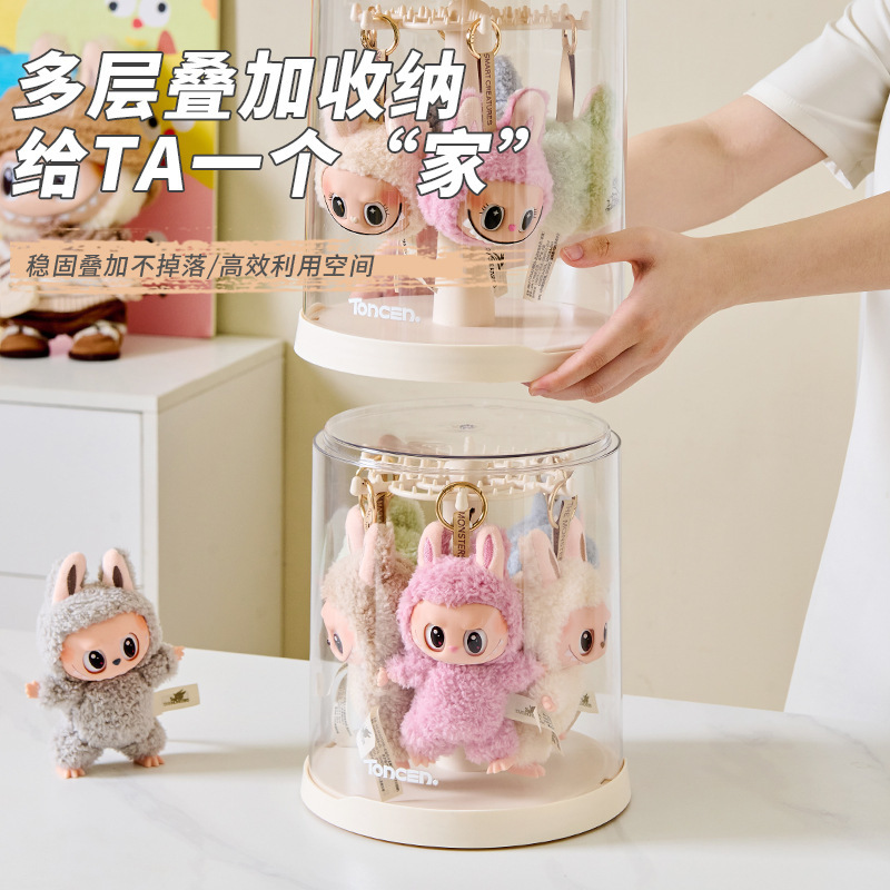 フィギュア収納ボックス布布回転透明展示棚ぬいぐるみブラインドボックス防塵収納展示ボックス|undefined