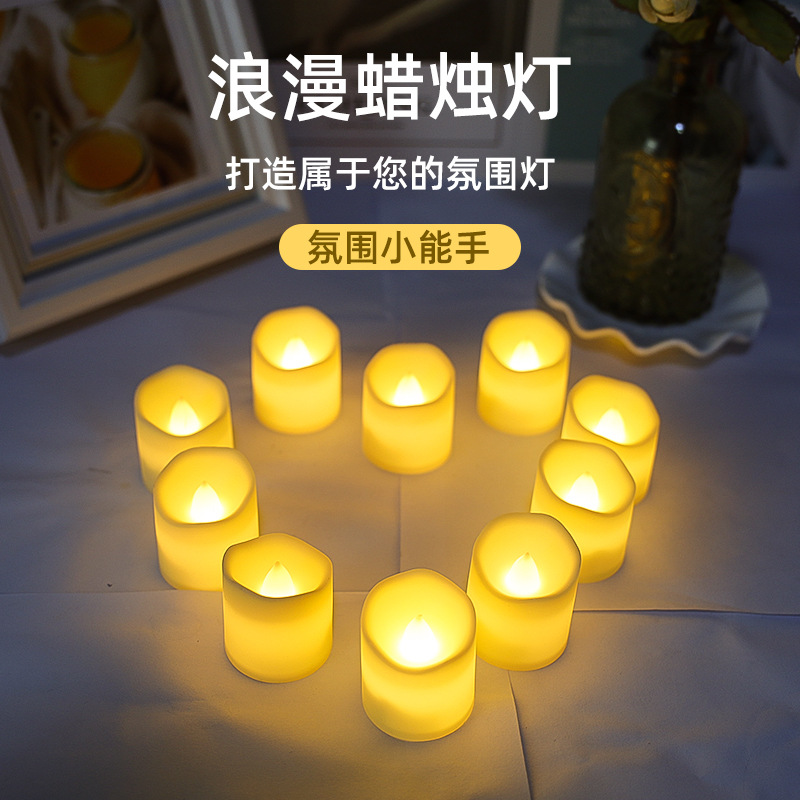 Factory direct sale LED electronic candle with wavy mouth swinging, smokeless simulation candle, romantic proposal scene decoration
