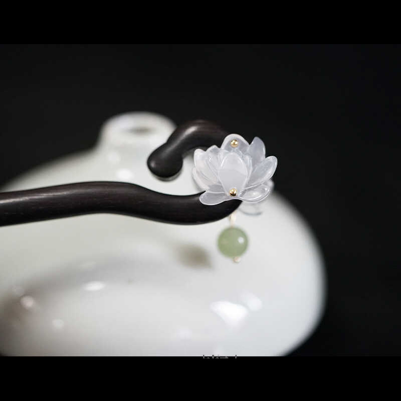 E66 양면연꽃비녀 [천연흑단]