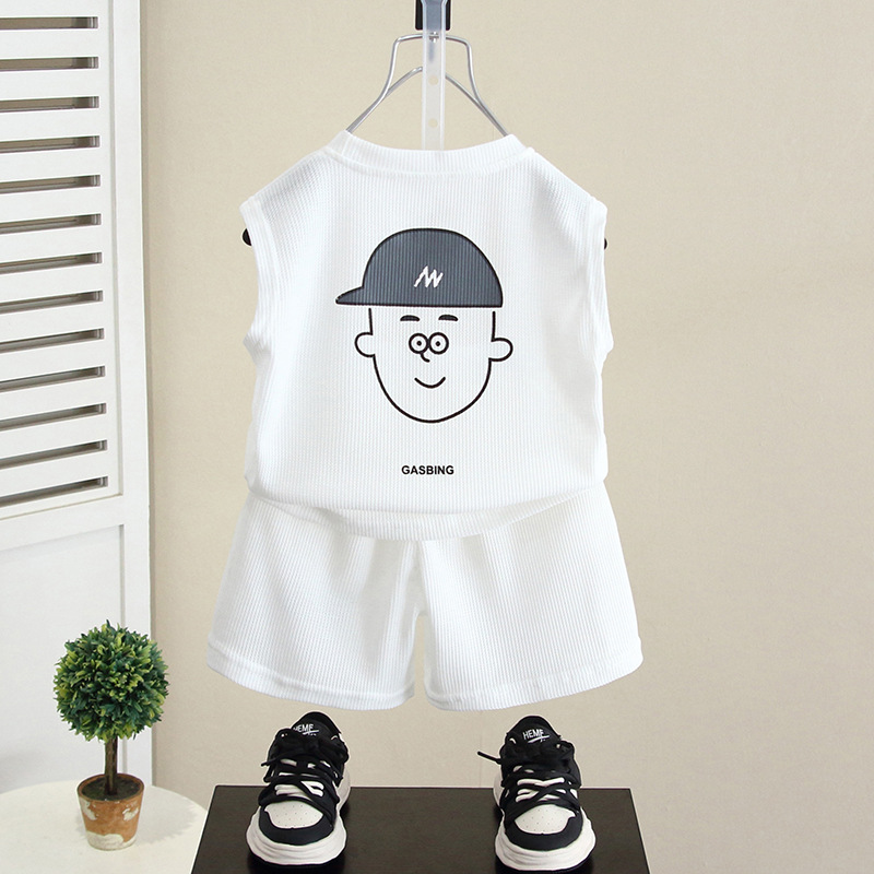 5281 Traje de verano para niños 2025 Nuevo chaleco sin mangas de verano para niños Ropa de bebé de estilo occidental Niño de verano