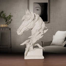 跨境动物树脂桌面摆件家居饰品酒柜鞋柜玄关工艺品砂岩河马头摆件