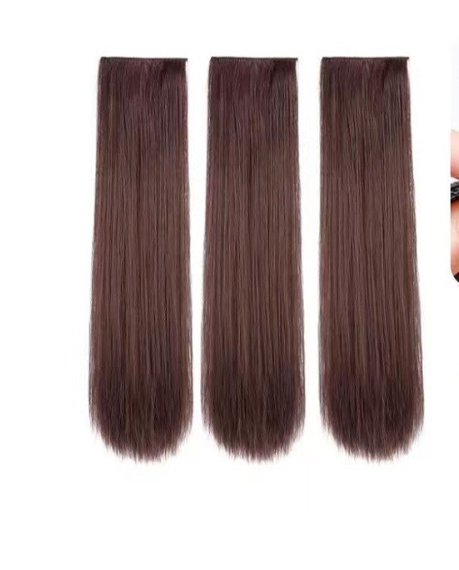 Peruca de cabello largo de mujer tipo tres piezas de imitación de cabello humano largo ondulado cabello largo recto flojo aumento de cabello invisible extensión de cabello sin rastro