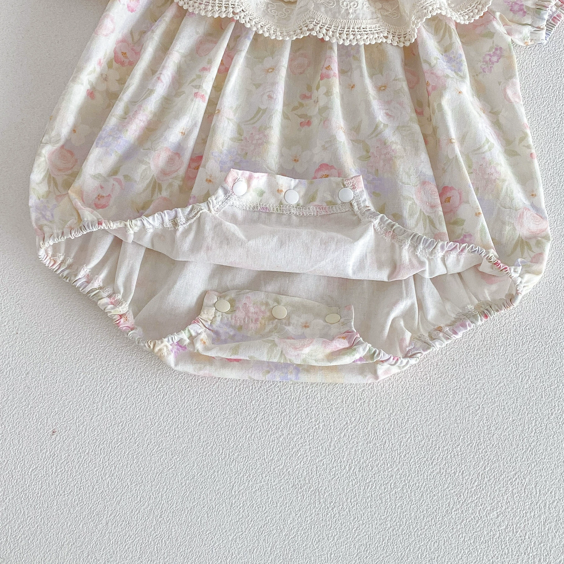 Summer children's bodysuit girl's to go out, floral print, with short sleeve