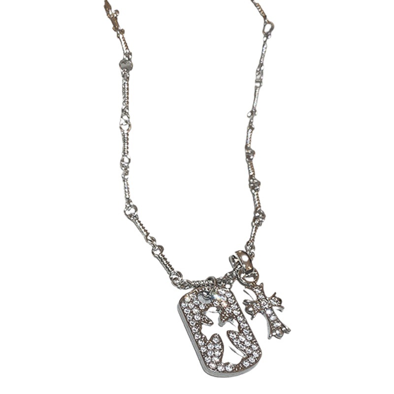 Corea del Sur diamante Cruz collar nicho diseño metal frío estilo clavícula cadena suéter cadena personalidad temperamento collar