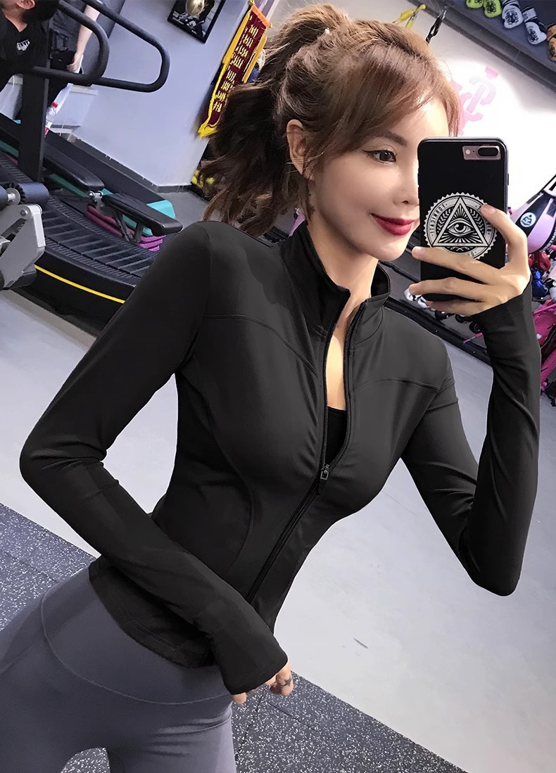 Slim-fit Quick-drying Yoga Clothes For Women, Stand-up Collar, Long-sleeved Tight Sports Top, Fitness Clothes For Women_desvips.com