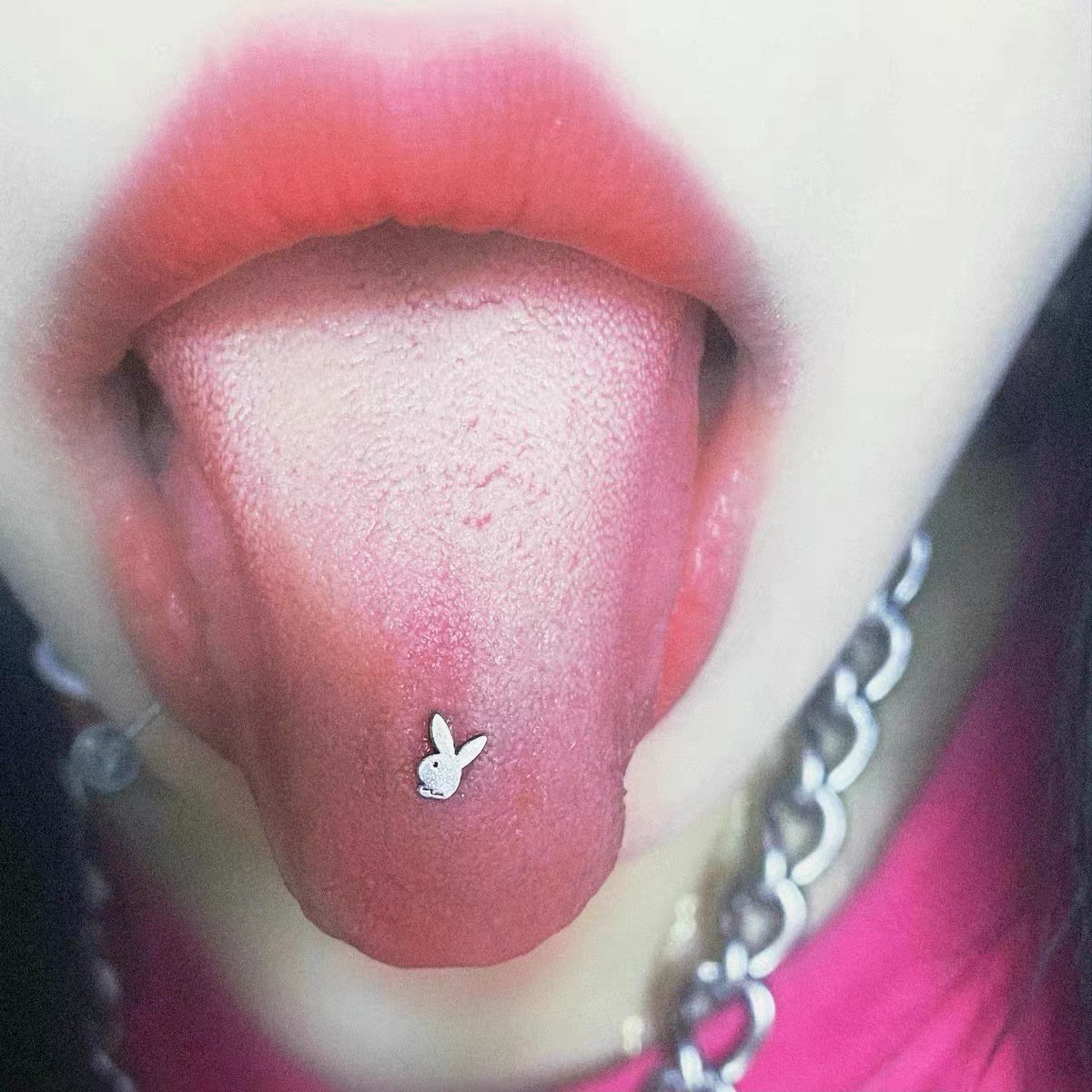Pointed labret stud close-up product detail