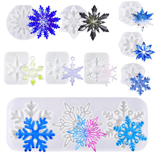 Christmas Snowflake Pendant Resin Silicone Mold Glue DIY Edelweiss Pendant with Hole Keychain Spot Wholesale