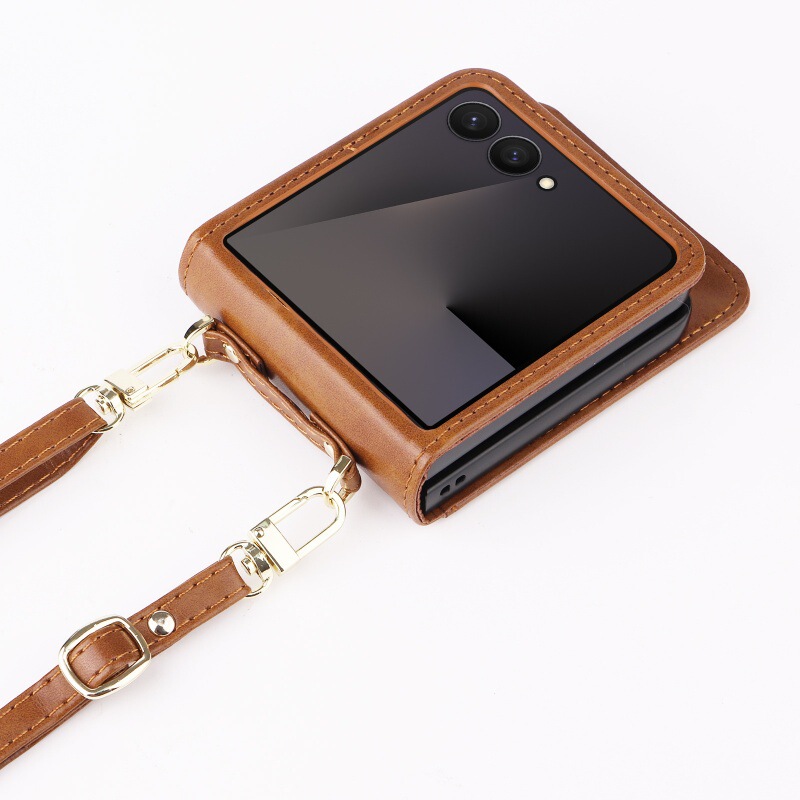 Suitable for Samsung Galaxy Z Flip7/6/5/4 5g Mobile Phone Case Flip Phone Leather Case Diagonal Women's Bag