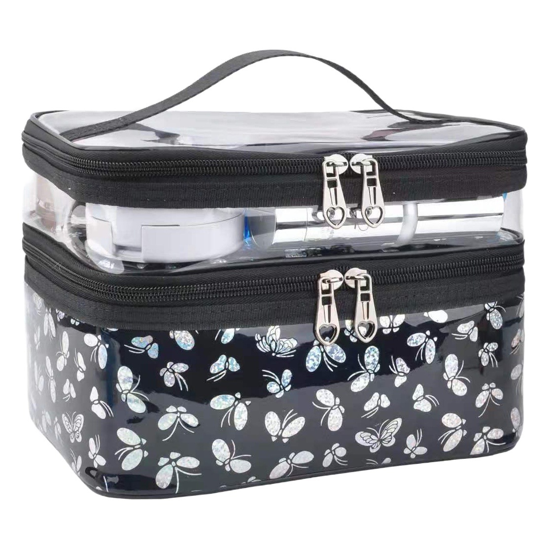 Bolsa de cosméticos de gran capacidad para mujeres 2023 nueva bolsa de almacenamiento de cosméticos de doble capa avanzada bolsa de almacenamiento de lavado de viaje portátil