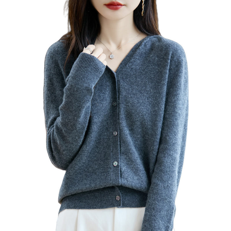亲肤感100%羊毛一线成衣帽衫针织毛衣外套软糯上衣针织开衫女现货|undefined