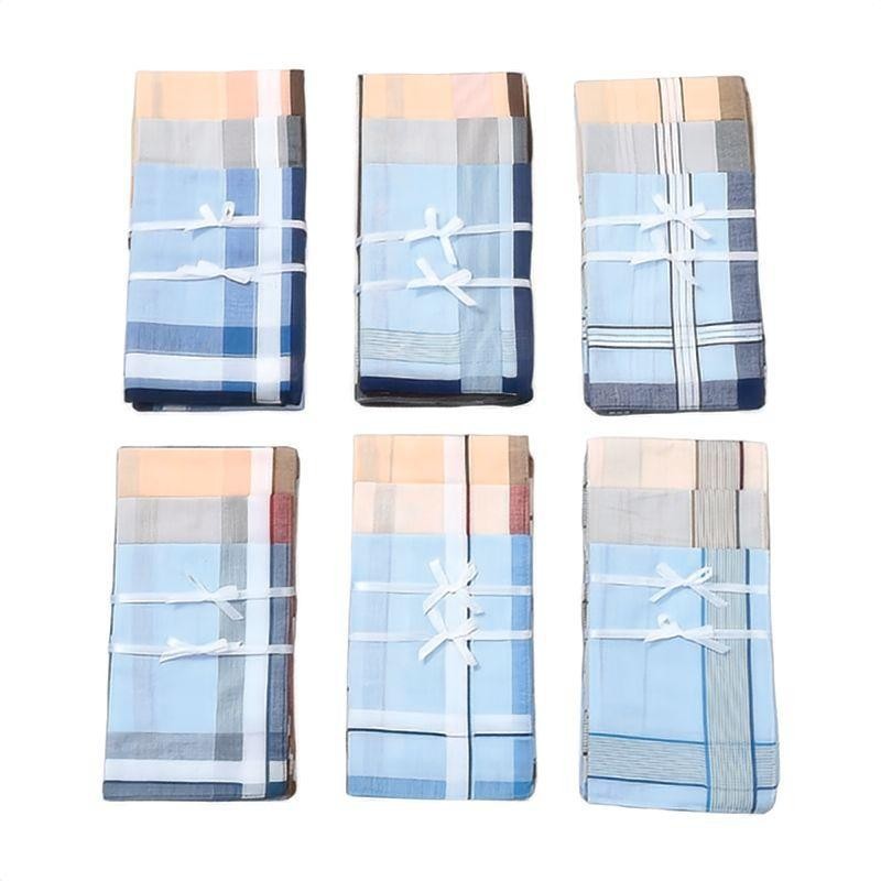现货40x40cm亚马逊彩色方巾纯棉男士手帕老式手绢口袋巾 12条/袋
