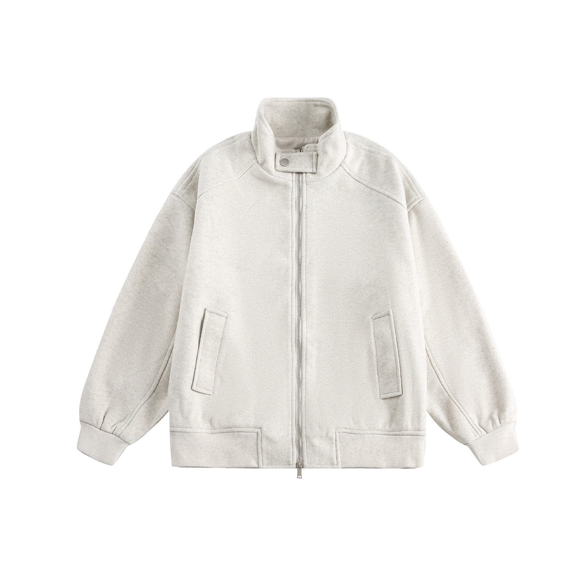 New street style stand up collar cardigan sports hoodie men's autumn and winter solid color loose and versatile casual jacket jacket_voghion.com