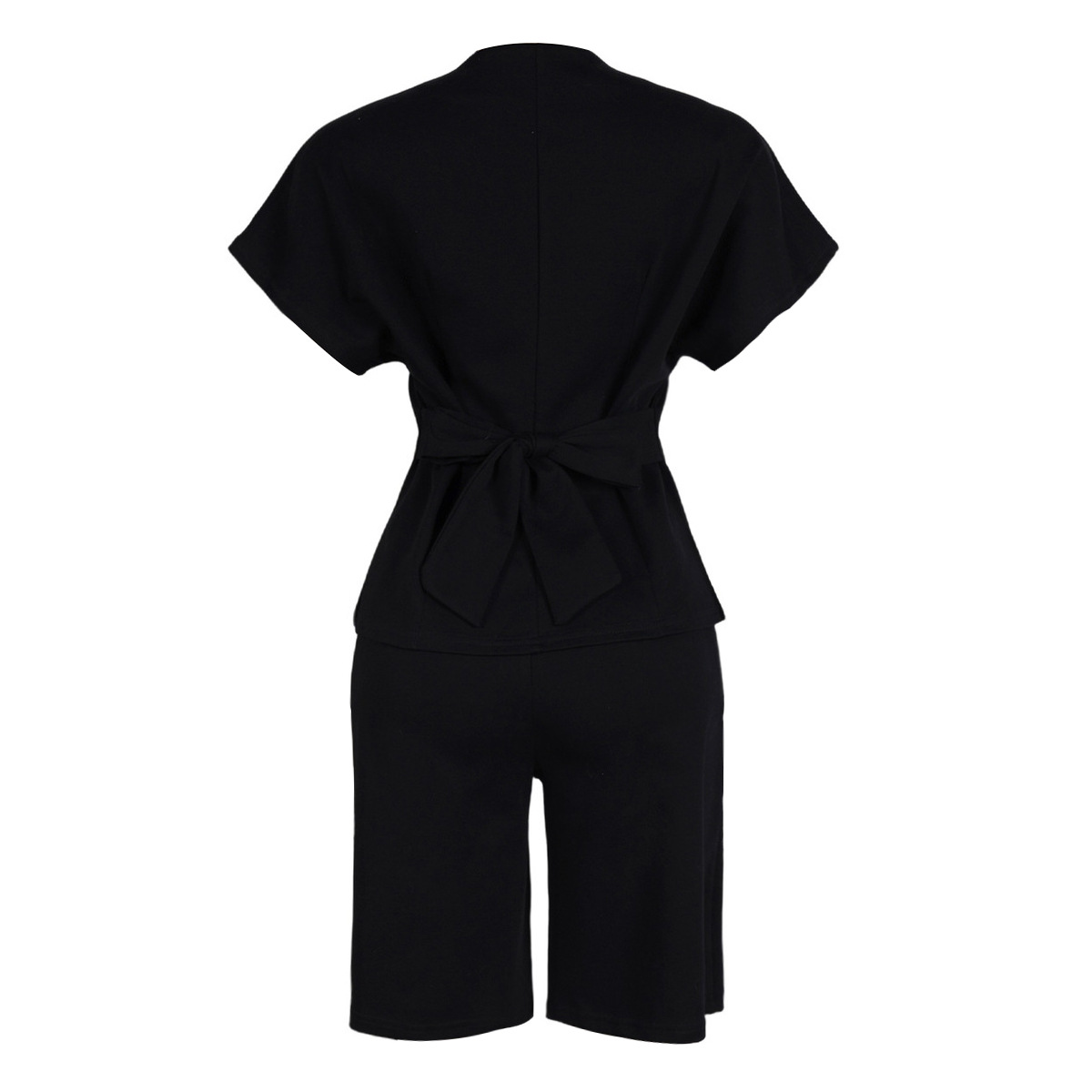 Elegant Office Two-Piece Set – Sleeveless Top & Tied Waist Shorts (Black/White/Green, S-2XL)​_ecoleips.com