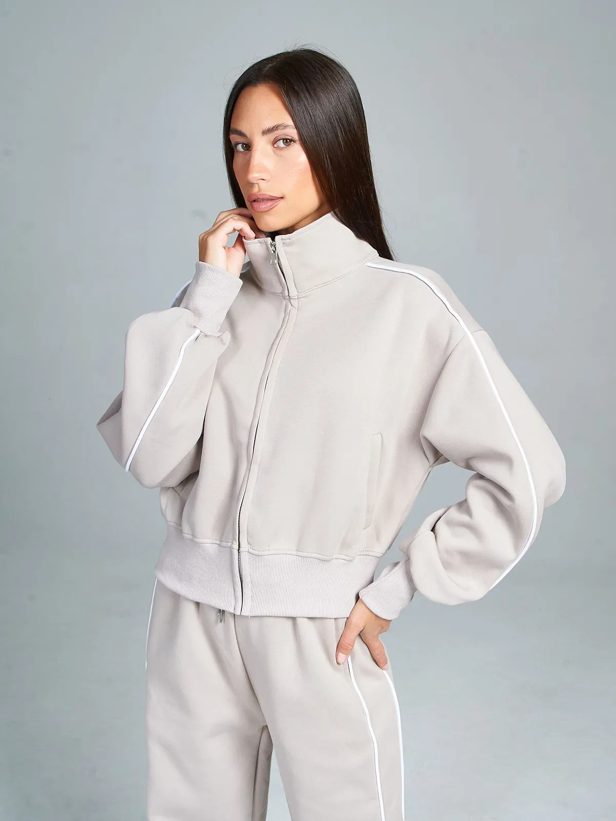 Women's Spring Autumn Sports Leisure Suit Loose Striped Sweatshirt Cardigan Trousers Fashion Pant Set Polyester Full Length_ecoleips.com