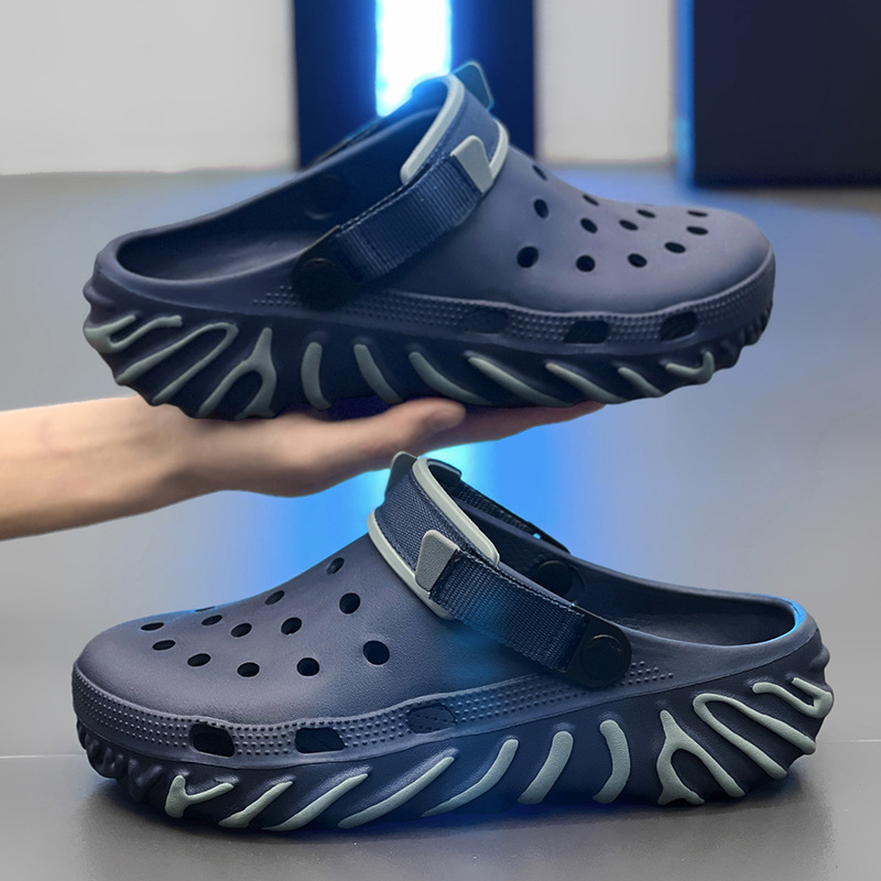 2025 verano nuevo estilo hombres zapatos casuales con agujeros suela gruesa eva moda interior y exterior playa sandalias Baotou al por mayor