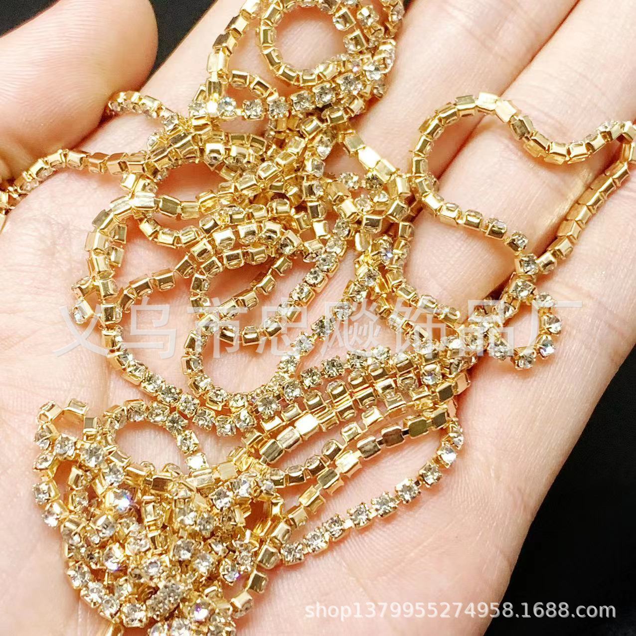 Cadena de garra encriptada de 1.5-4mm, cadena de diamantes de imitación, cadena de garra de cobre, cadena para vestido de novia, cadena para arte de uñas, cadena de encaje DIY hecha a mano para ropa, zapatos y sombreros