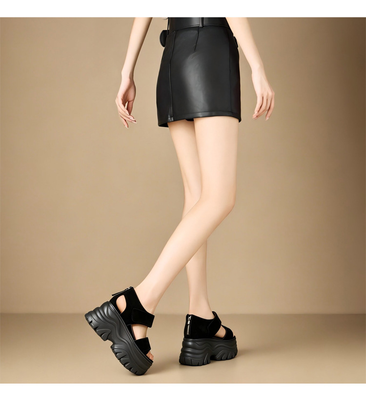 Sandal cao gót nữ đế xuồng phong cách La Mã, gót 12 cm, quai hở mũi, khóa kéo sau — màu đen, màu mơ chi tiết 9