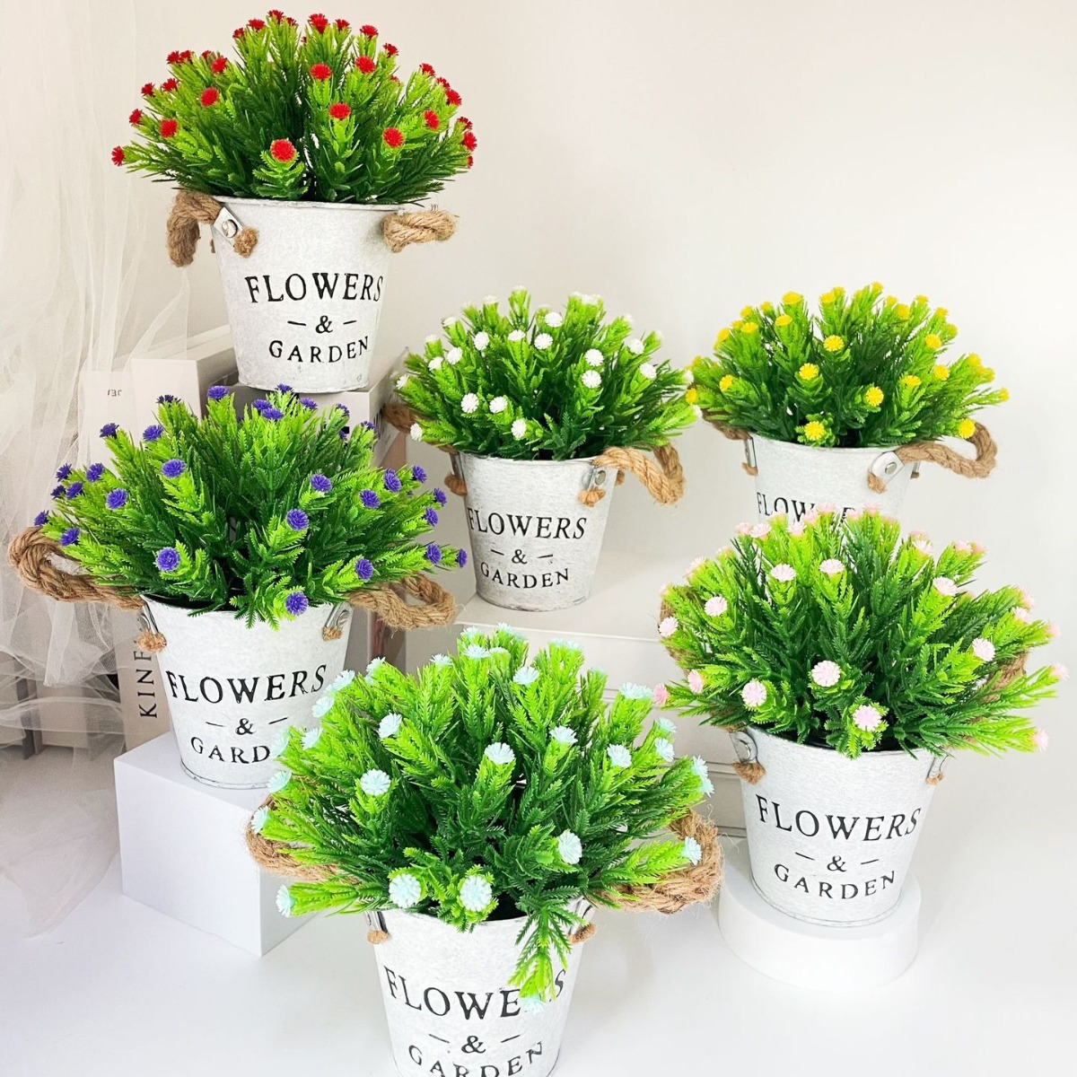 Simulación de plantas verdes, gypsophila, plantas en macetas, decoración de la sala de estar del hogar, adornos de escritorio, plantas de simulación, decoración de flores falsas, artesanías