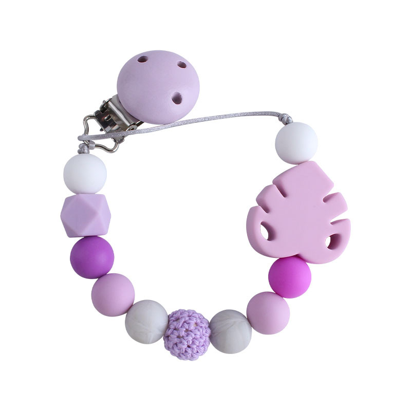 Bebé suministros DIY creativo Hemu chupete clip bebé calmante hoja de silicona molar juguete mordedor chupete cadena