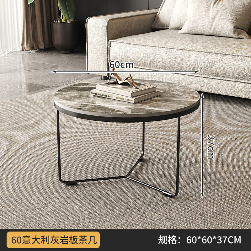 이탈리안 그레이 스톤 커피 테이블 (직경 60, 높이 37)