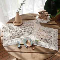 Retro lace tablecloth table mat coffee table mat rectangular hollow crochet Gaibson dessert table small tablecloth placemat