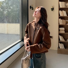 美拉德休闲工装外套女2025秋季新款复古高级感宽松显瘦夹克上衣