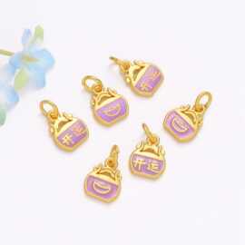 古法金珐琅彩滴油元宝吊坠开运挂饰 DIY手链项链手机饰品配件批发