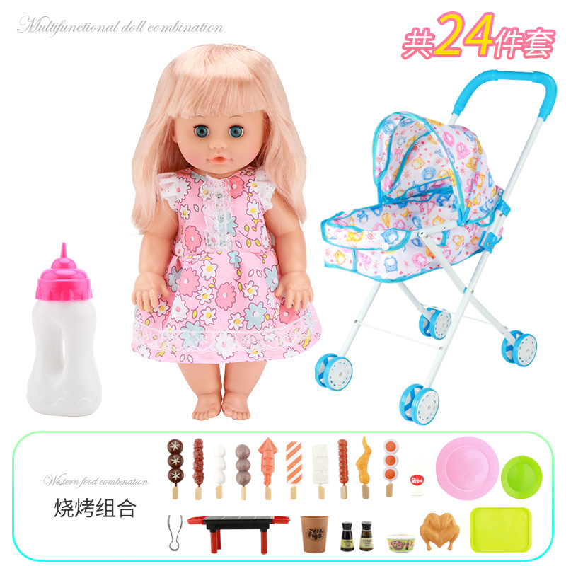 Fábrica directa de juguetes para niños en casa beberán agua, orinarán y cantarán simulación de muñecas conjuntos de juguetes de alimentos
