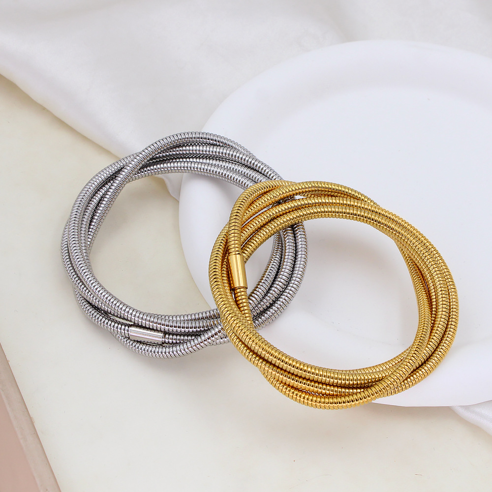 All Seasons Season Retro Classic Style Solid Color 304 Stainless Steel Bracelets In Bulk