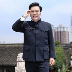 中高年中山服セットおじいさん服高齢者中山服お父さん春秋冬軍私服卸売り