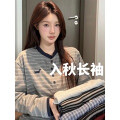 早秋新款灰色条纹情侣POLO衫2025春秋宽松中长款潮牌女款翻领长袖