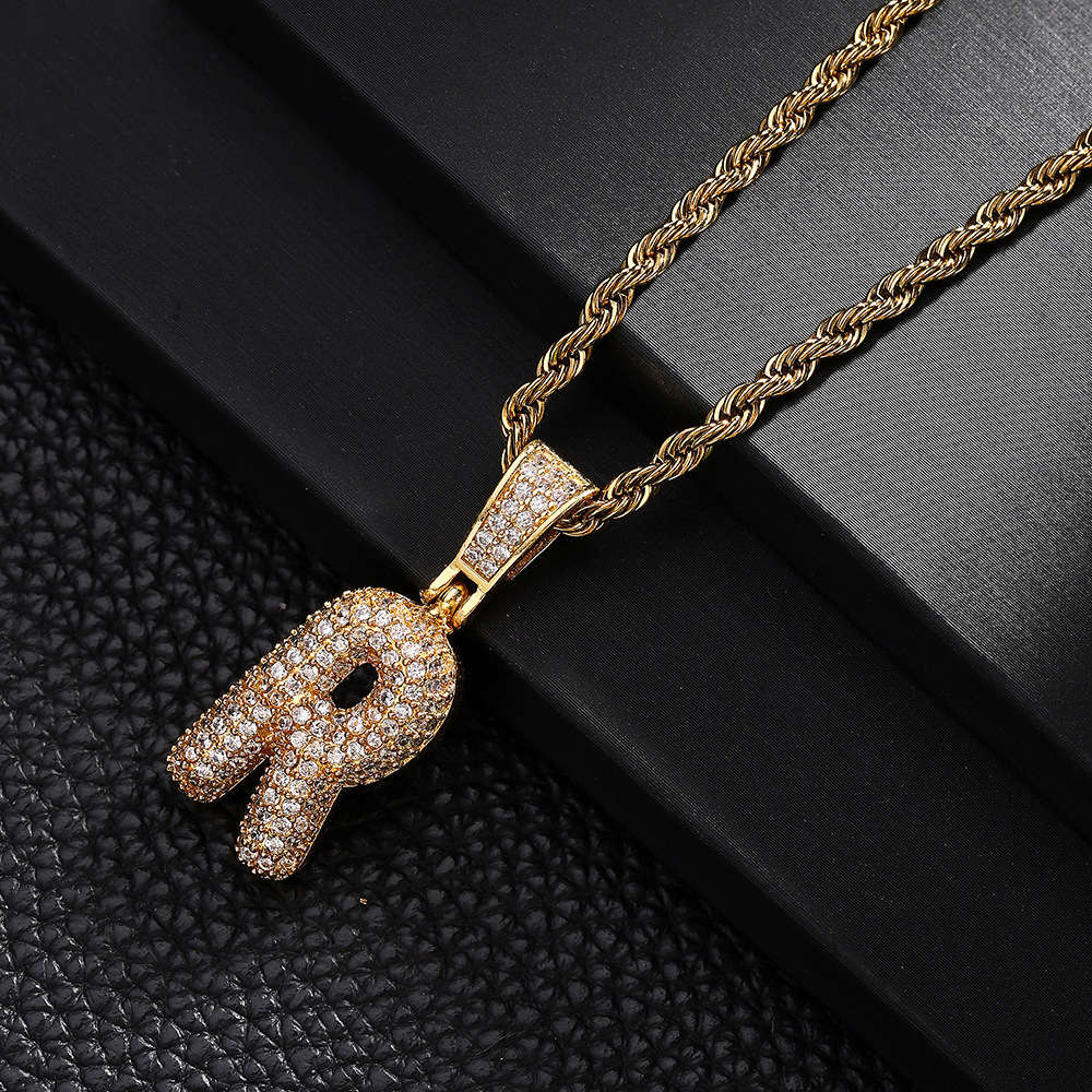 Nuevo cross-border 26 letras inglesas colgantes collares de bronce y piedra collares de moda simplista para hombres y mujeres