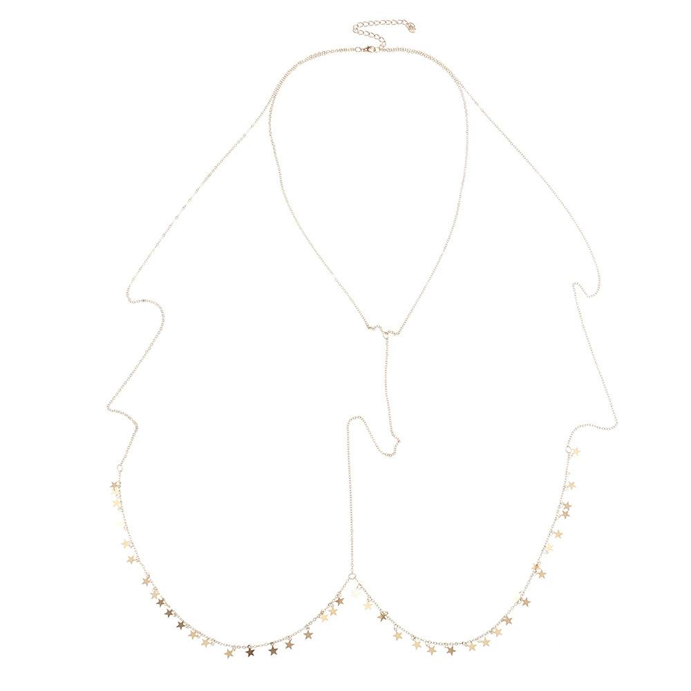 Крест-бикини European and American Body Chain Creative Personalised Pentagon Pentagon Женская талия цепь
