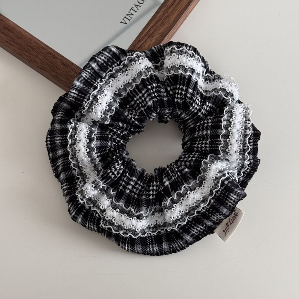 encaje estricto anillo de intestino grueso plegado de alta sensación suave bajo caballo bola de cabello anillo de cabello nuevo adornos de cabello