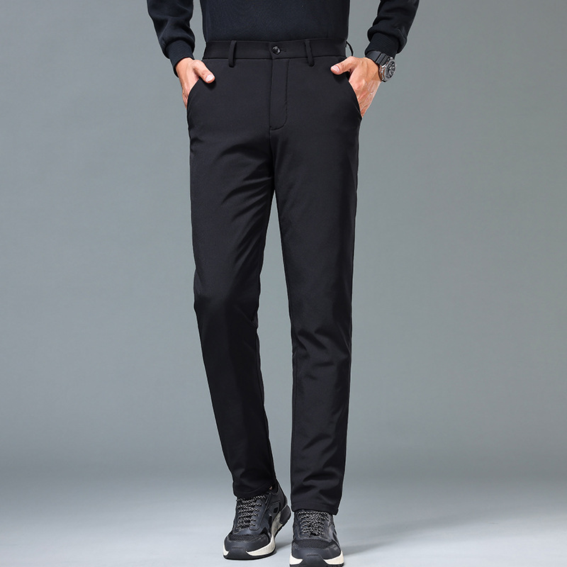 Men's down-filled trousers, thickened, warm, and windproof, suitable for middle-aged men, from department store brands.