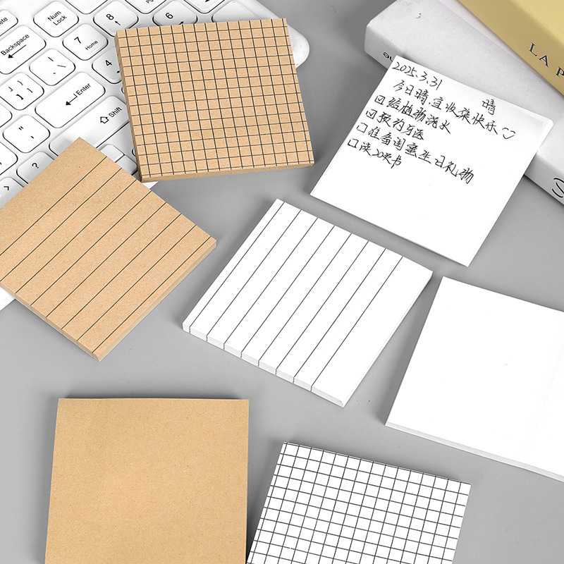 Notas adhesivas de papel kraft creativo, líneas horizontales simples, cualquier publicación, notas de recompensa para estudiantes, se puede rasgar, pegatinas de N veces, papelería