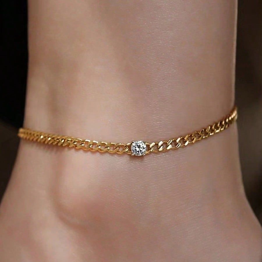 Cross-Border New Zircon Chain Simple Cold Style Retro Hip-Hop Chain Niche Fashion Anklet