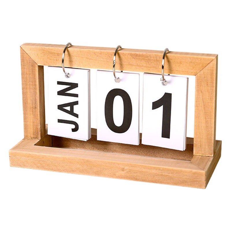 Calendario Perpetuo de Escritorio de Madera image 1
