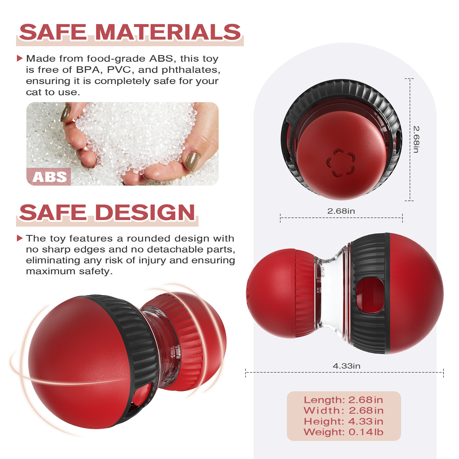 Super Ball Cat Toy - Interactive ABS Durable Cat Ball for Indoor/Outdoor Play