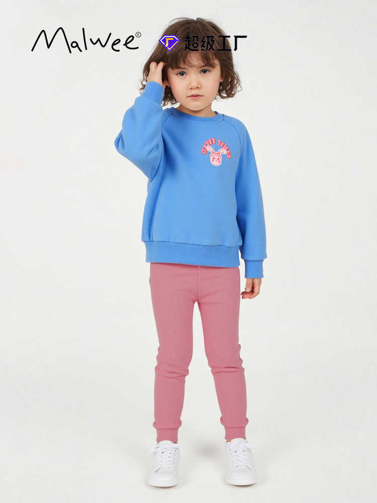 Cross-border malawee niñas suéter juego otoño y invierno nuevo estilo europeo y americano niños de media edad cuello redondo manga larga adorable moda dos piezas juego