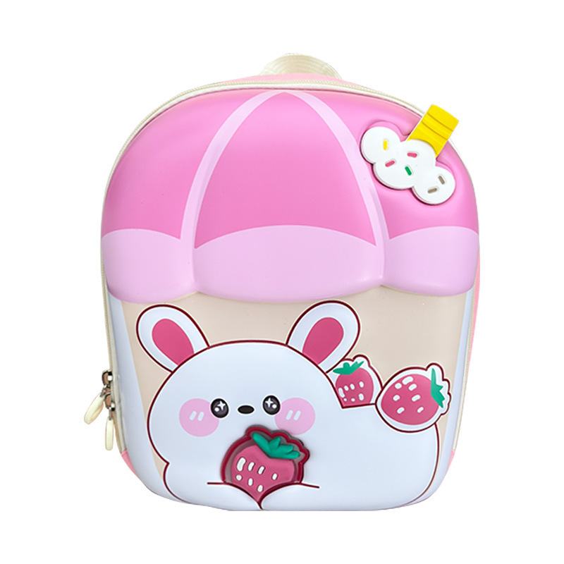 Caricatura lindo conejo, mochila para niños y niñas, taza de té de leche, mochila para bebés, nueva mochila para niños con cáscara de huevo