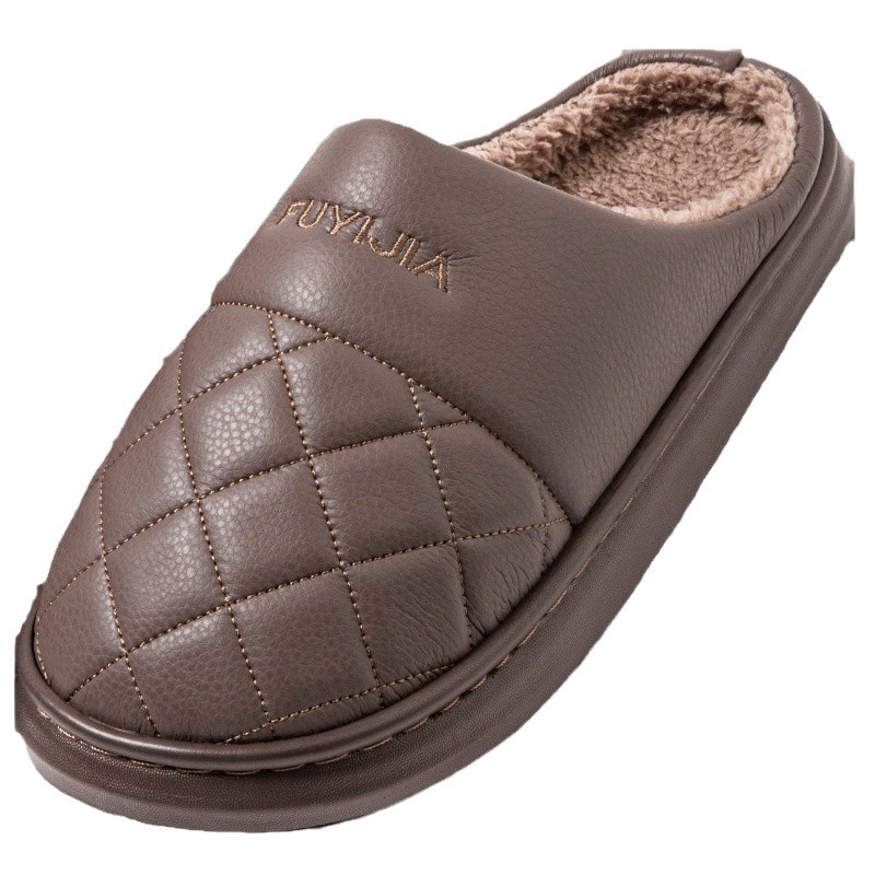 Zapatillas de algodón para hombres de invierno grueso interior antideslizante, calentamiento y espessado, zapatillas de gran tamaño para hombres transpirables para el hogar