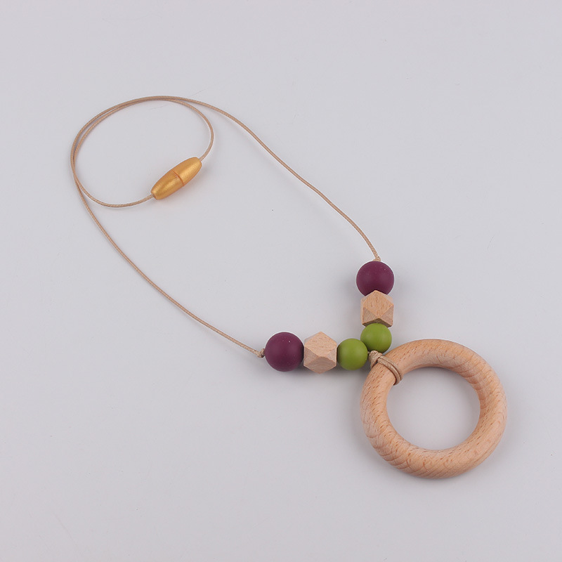 Anillo de haya collar de lactancia de silicona bebé molar collar de madre collar de mordedor