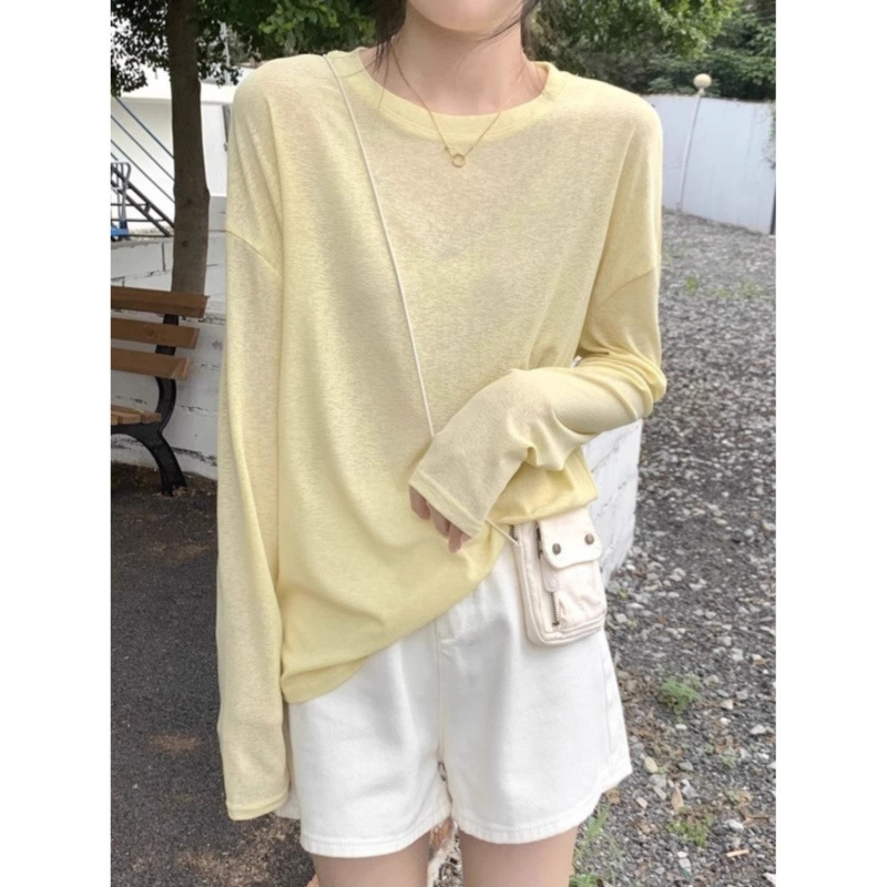 薄いアイスシルク日焼け止めブラウス夏の新しい UV 通気性長袖インターネット有名人 Tシャツ女性のためのルーズアウタートップ|undefined