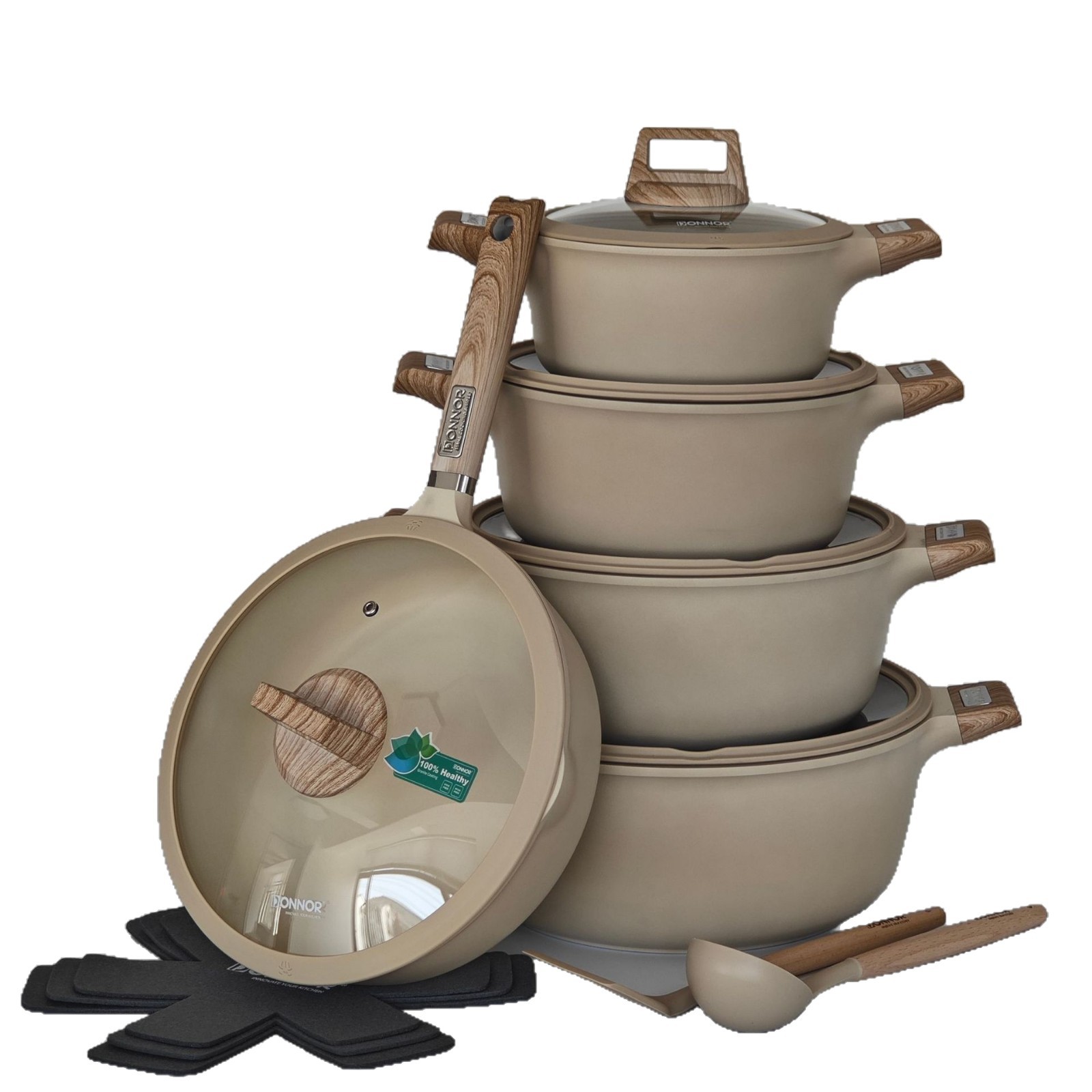 Donnor Fuli serie de 15 piezas olla de sopa wok freír olla antiadherente comercio exterior original spot cocina de inducción universal