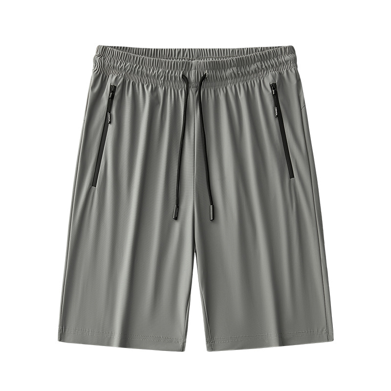 2025 nuevo verano más el tamaño de los pantalones deportivos de nailon pantalones de cinco puntos para hombres pantalones cortos de seda de hielo de color sólido de secado rápido fábrica al por mayor